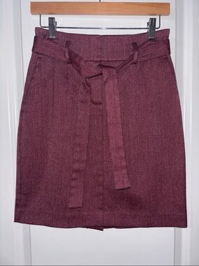 LOFT Burgundy Tie-Waist Pencil Skirt